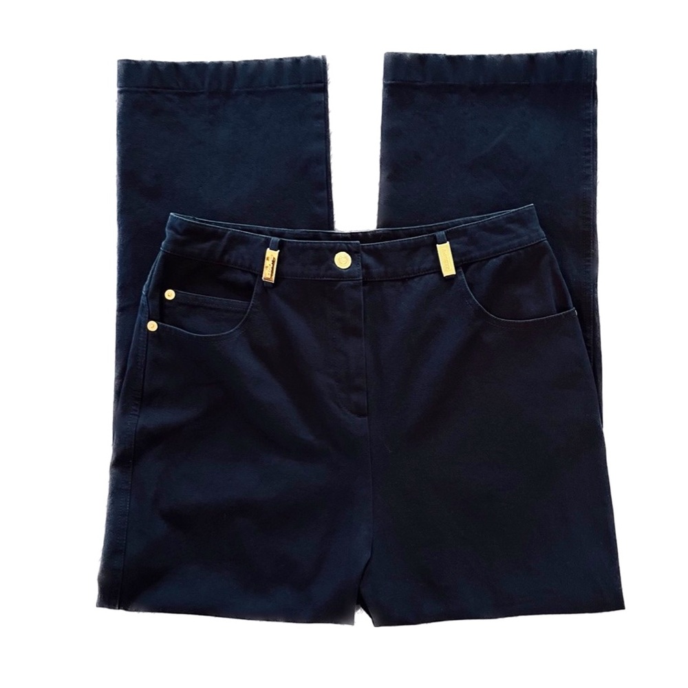 ST. JOHN SPORT Size 6 Black Twill Cropped Pants Resortwear Designer